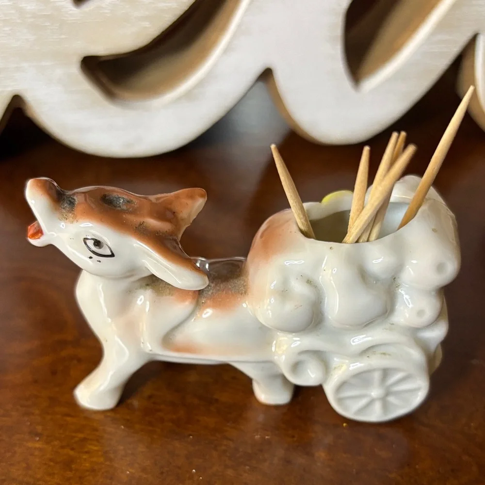 Vintage Ceramic Burro Toothpick Holder whatnot Miniature Decor Made in Japan’s